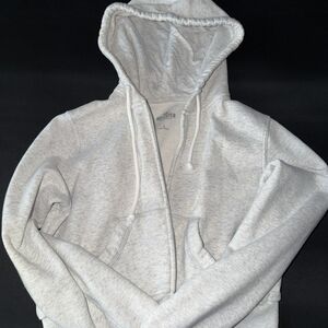 Hollister Zip Up Light Gray Hoodie